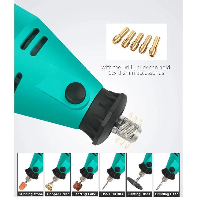 Electric Mini Drill Grinder Engraver Polisher 110V/220V Mini Rotary Tool with Dremel Accessories Variable Speed Power Tool