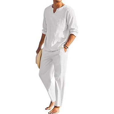 Spring and Autumn Explosive Men's Solid Color V-neck Shirt and Pants Trend Casual Sports Fashion Suit