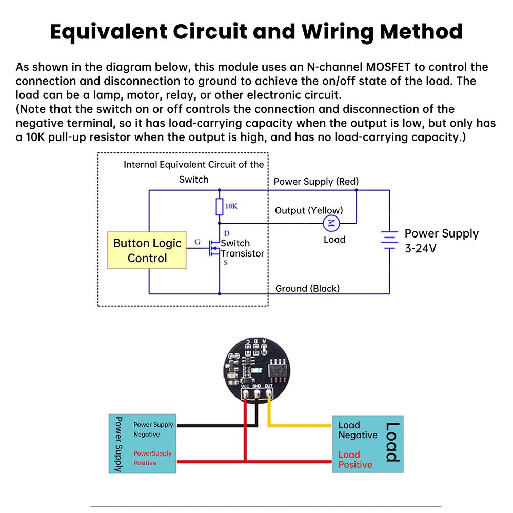 DC 3-24V Momentary/Latching Touch Switch Sensor Module JR223B Induction Capacitive Switch SI4164 MOSFET Led Light POWER Control