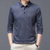 Herren Businesshemd Slim Fit Revers Langarm T-Shirt Einfarbiges Oberteil für Männer mittleren und älteren Alters für die Arbeit im Alltag