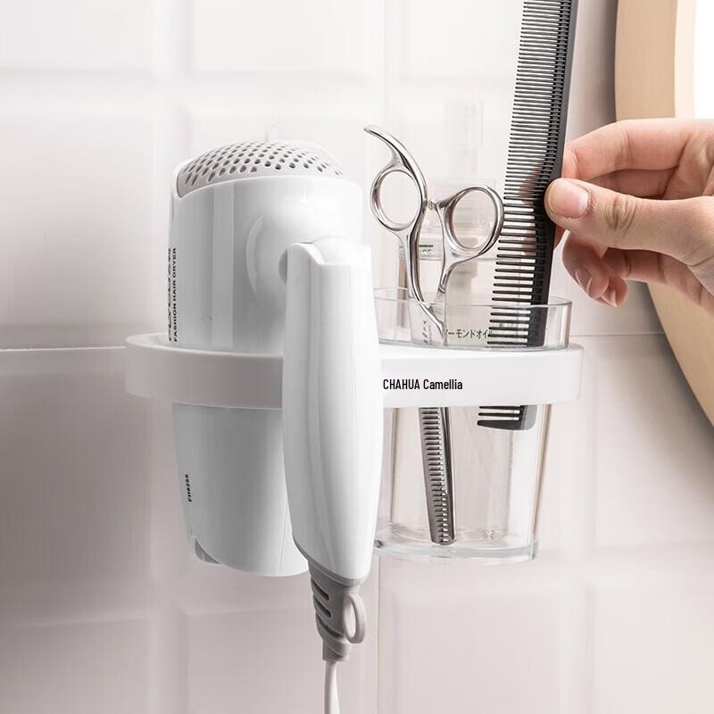 Camellia No-Drill Wall-Mounted Hair Dryer Holder