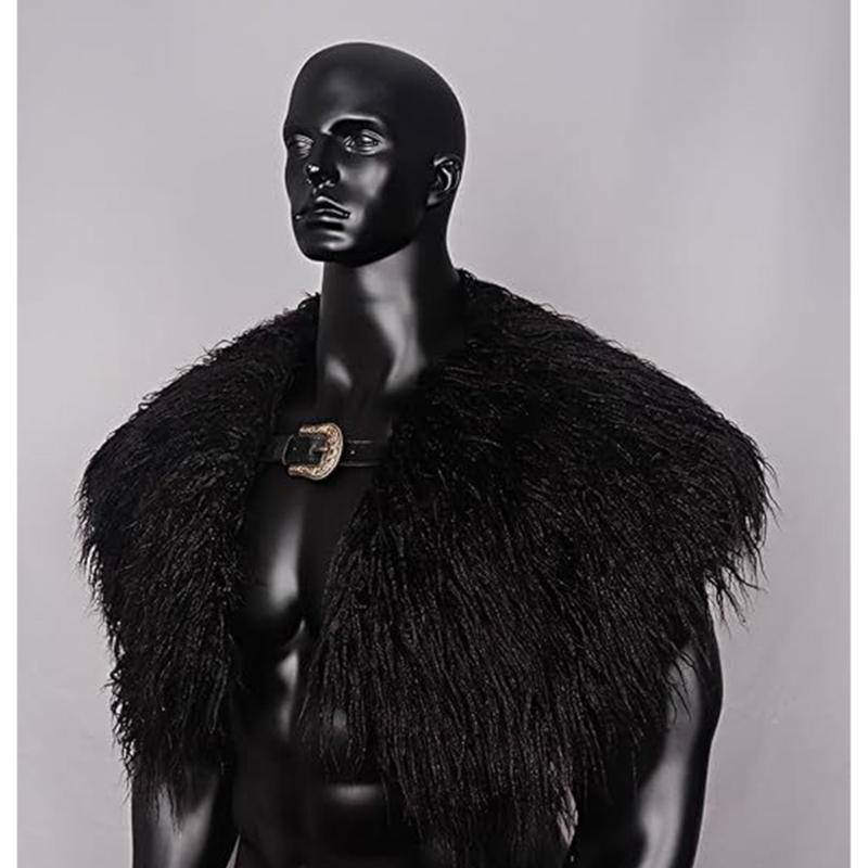 Vikinges Faux Furs Shawl Barbarian Collar,Medieval Knight Mantle Shoulder Wrap Warriour Cape Shawl Renaissances Costume