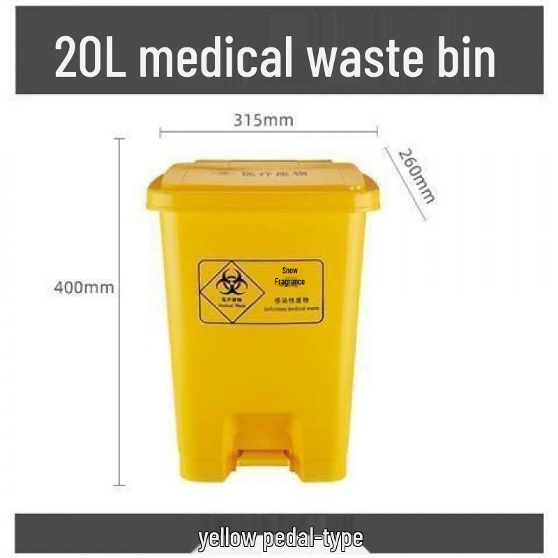 R4 medizinischer Abfallbehälter - Langlebig 15 Jahre, Großes Fassungsvermögen mit Deckel, Gelb für Krankenhaus-/Klinikabfälle