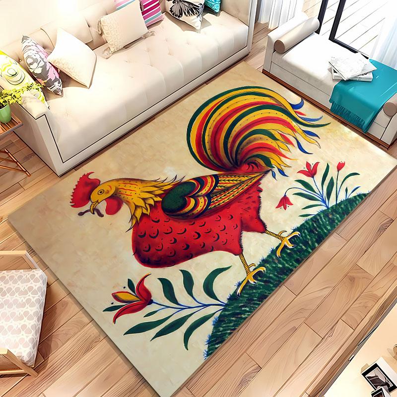 Funny Gallic Rooster 3D HD Printing Carpet for Living Room Cartoon Kid Bedroom Sofa Doormat Mat Floor Tapete Anti-slip Decor Rug
