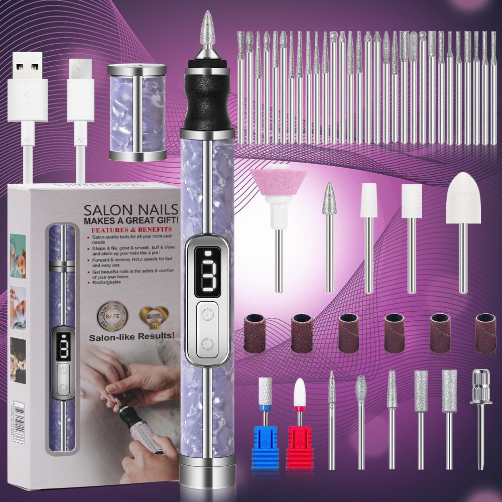 20000RPM Nail Polishing Machine Professional Nail Drill Multiple Gears Low Noise Nails Sander File Set For Manicure Salon Tools