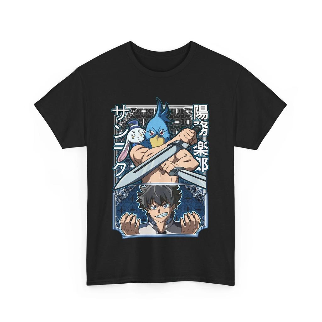 Sunkaku Hizutome Rakuro Character Pattern Tshirt for Men and Women Summer Cotton Comfortable Loose Fashion Short Sleeve Top