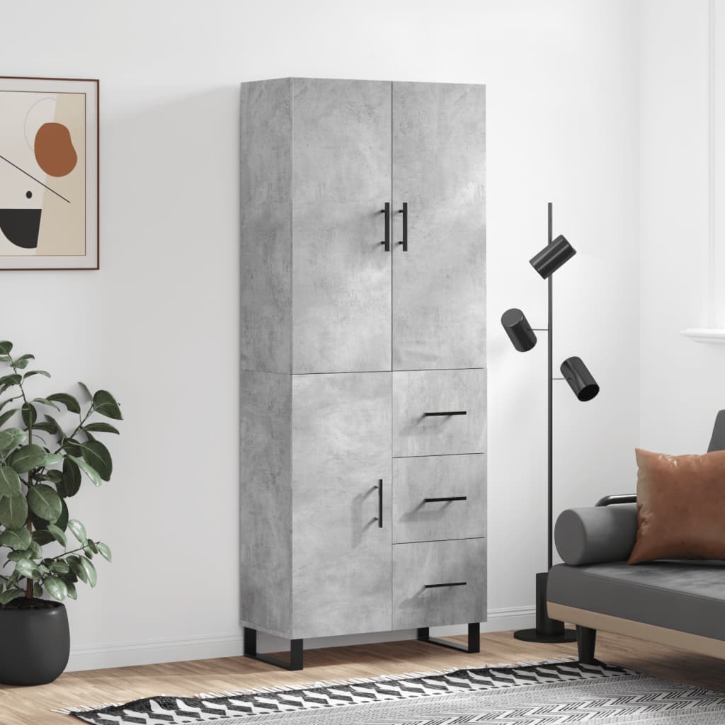 Highboard Concrete Grey 69.5 x 34 x 180 cm Particleboard
