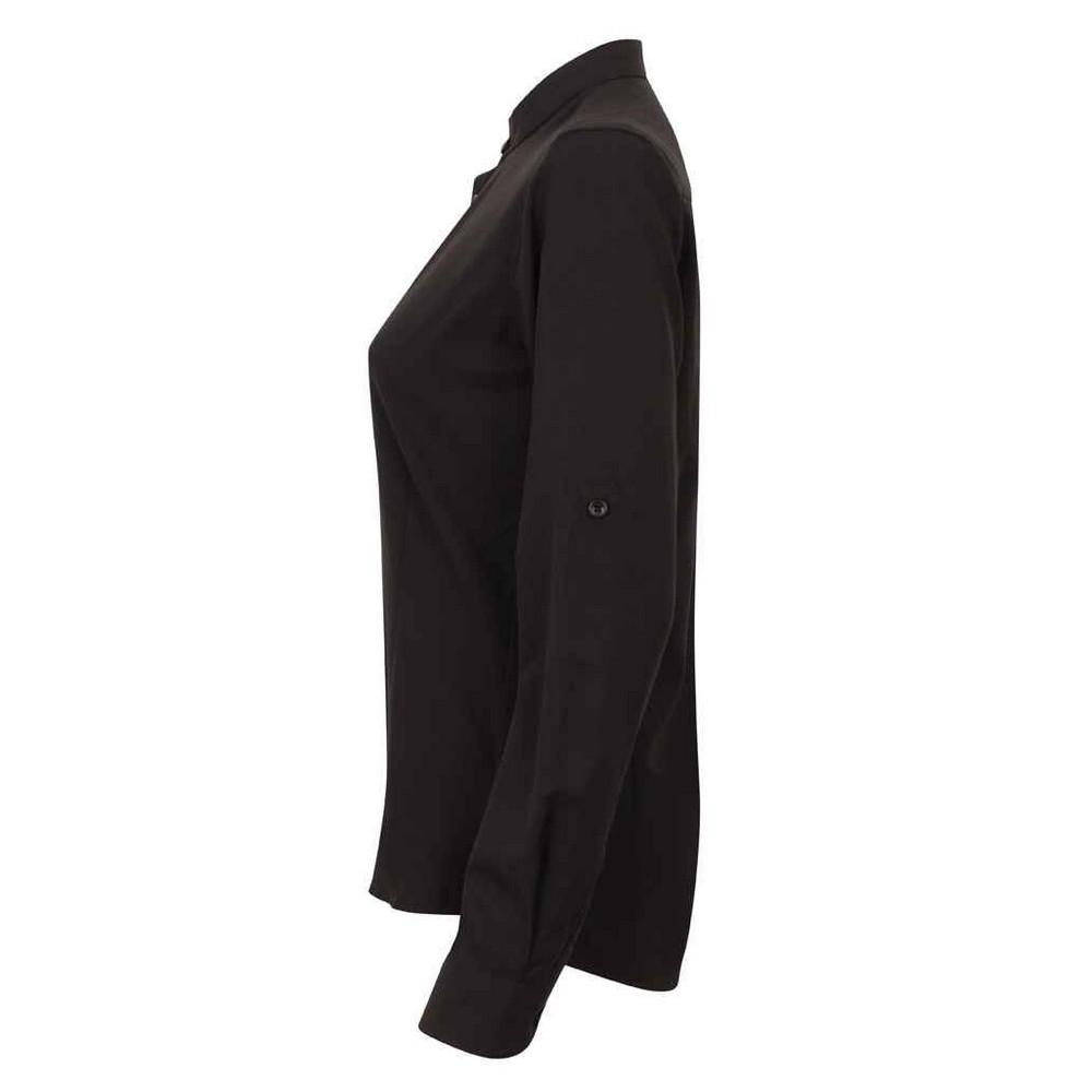 Henbury Womens/Ladies Antibacterial Mandarin Collar Roll Sleeve Shirt