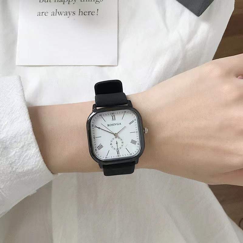 Fashion Square Big Dial Quartz Watch for Men Women New Black Men's Wristwatches Simple Sports Couple Watches Student Watch Gifts