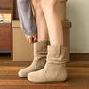 Fashion Suede Casual Short Boots for Women 2025 Fashion Ankle Boots New Short Slip on Flat Shoes Retro Versatile Soft Bottom Lady Boot