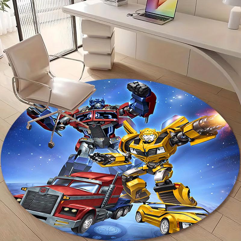 1pc Transformers1 Design Printed Area Round Carpet for Bedroom Living Room Home Decor Rugs Mat Non Slip Mat Rug for Bedside
