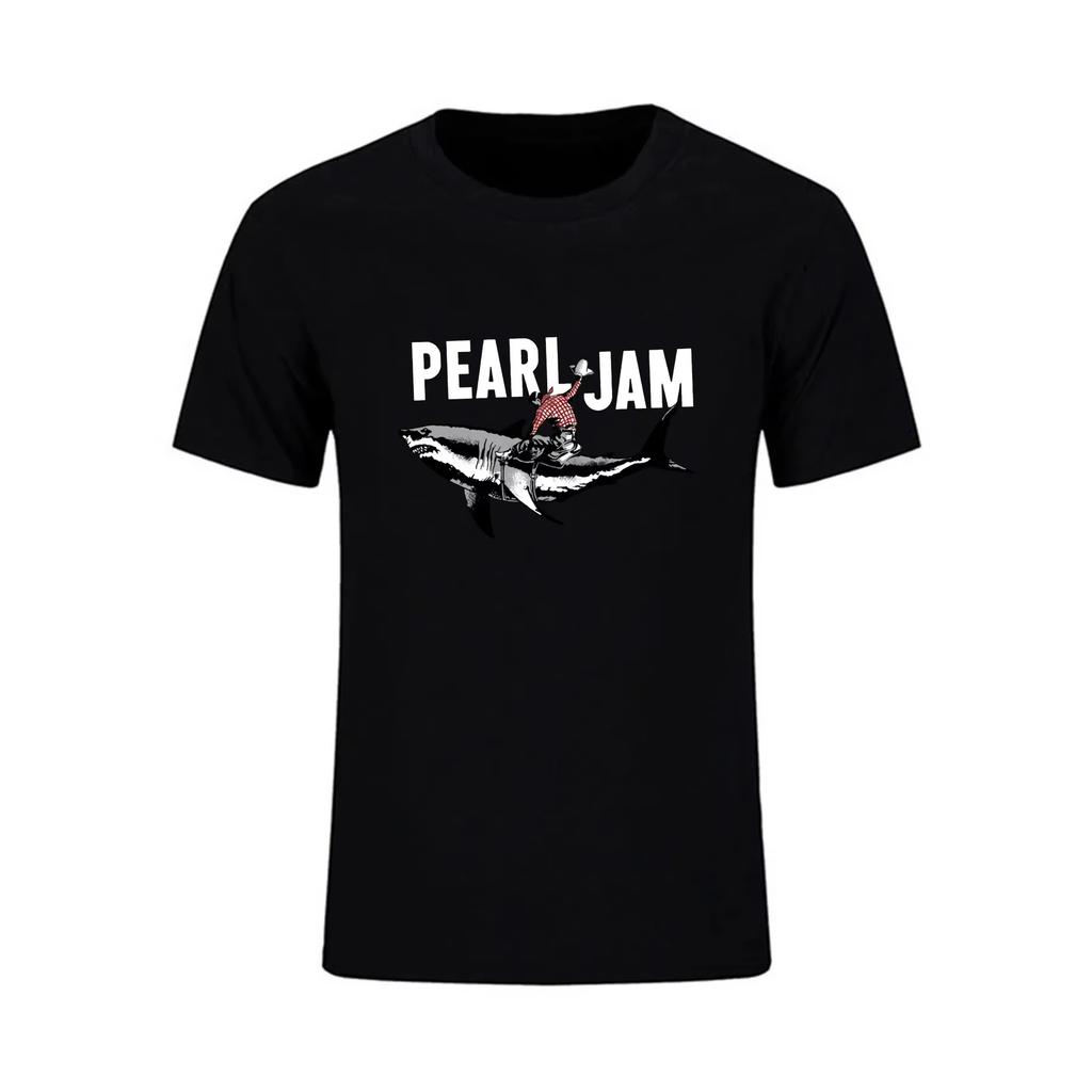 2024 Pánské tričko Ležérní Nadměrné Základní Žralok Kovboj Pearl Jam Rocková kapela Tričko Pánská trička Grafický Streetwear S-4XL