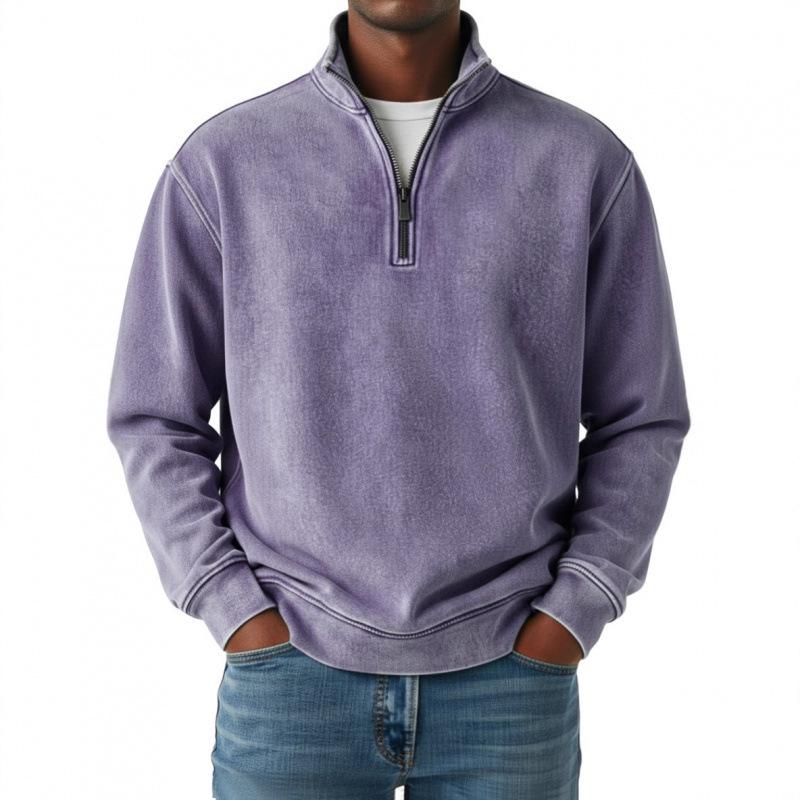 2025 European Style Men's 3D Print High Collar Half-Zip Hoodie for Spring/Autumn