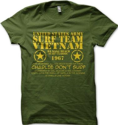 Charlie Don't Surf Apocalypse Now VIETNAM t-shirt stampata 9140
