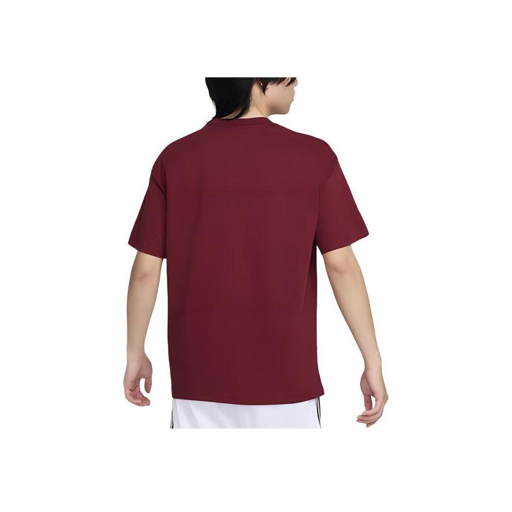 Nike Comfortable Ribbed Round Neck Basketball Short Sleeve T-Shirt With Letter And Number Print Men Tops Deep-Red FV8397-677