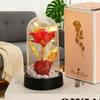 Golden Foil Flower with Lamp Eternal Rose Night Light Simulation Rose Desktop Decoration, a Holiday Gift for Female Friends