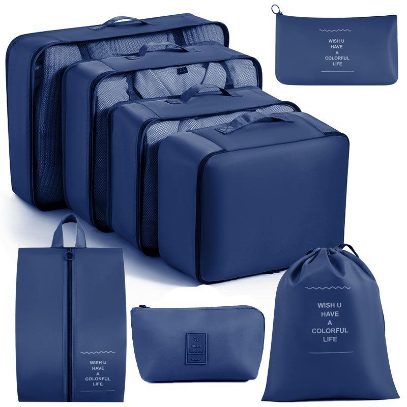 Eight-Piece Waterproof Travel Storage Bag Set for Business Trips - Large Capacity
