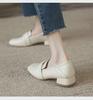 ZHR Women's Thick Heel Square Toe Loafers - Summer 2023 British Style Slip-on Leather Shoes