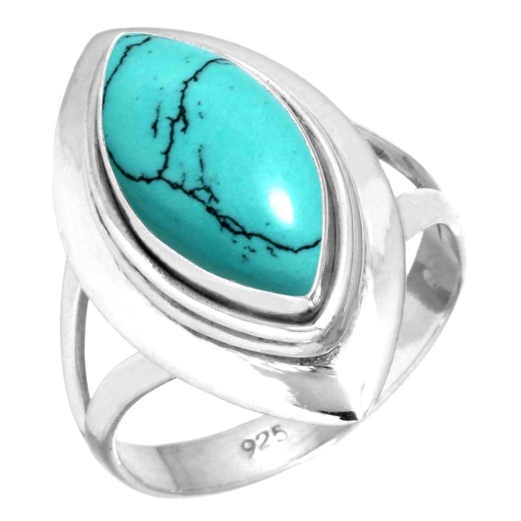 Anello in Argento Sterling 925 da Donna con Pietra Preziosa Gioielli Fatti a Mano Regalo di Capodanno Blu Verde Viola Turchese Rame Perla Lapislazzuli Madreperla Solitario