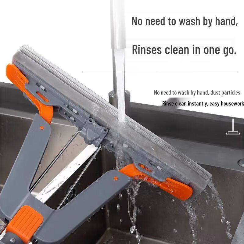 YIXI Hands-Free Sponge Mop with 2 Mop Heads