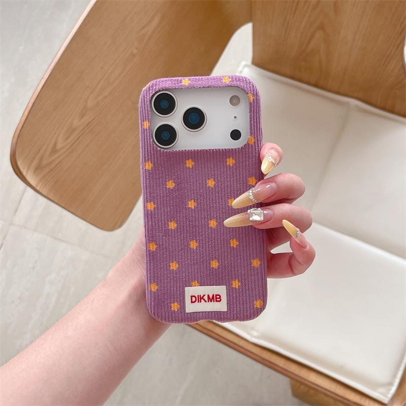 Retro Yellow Star Fabric Phone Case for iPhone 15, iPhone 16, iPhone 17 Pro Max