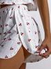 Europese Stijl Hart Kersenprint Korte Mouw Pyjamaset