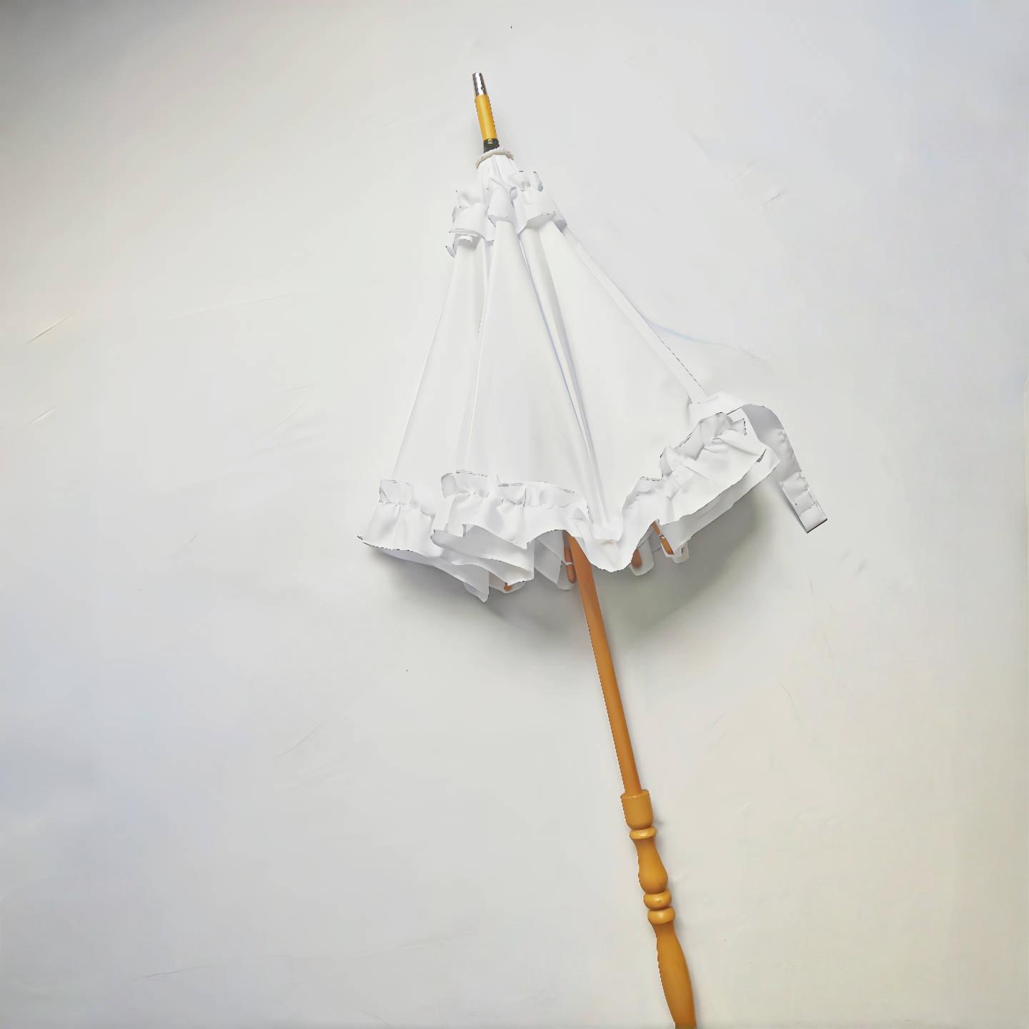 

Парасолька з мереживом Лоліта - Ручна робота, однотонна, з прямою ручкою, ідеально підходить для фотореквізиту або прикраси.