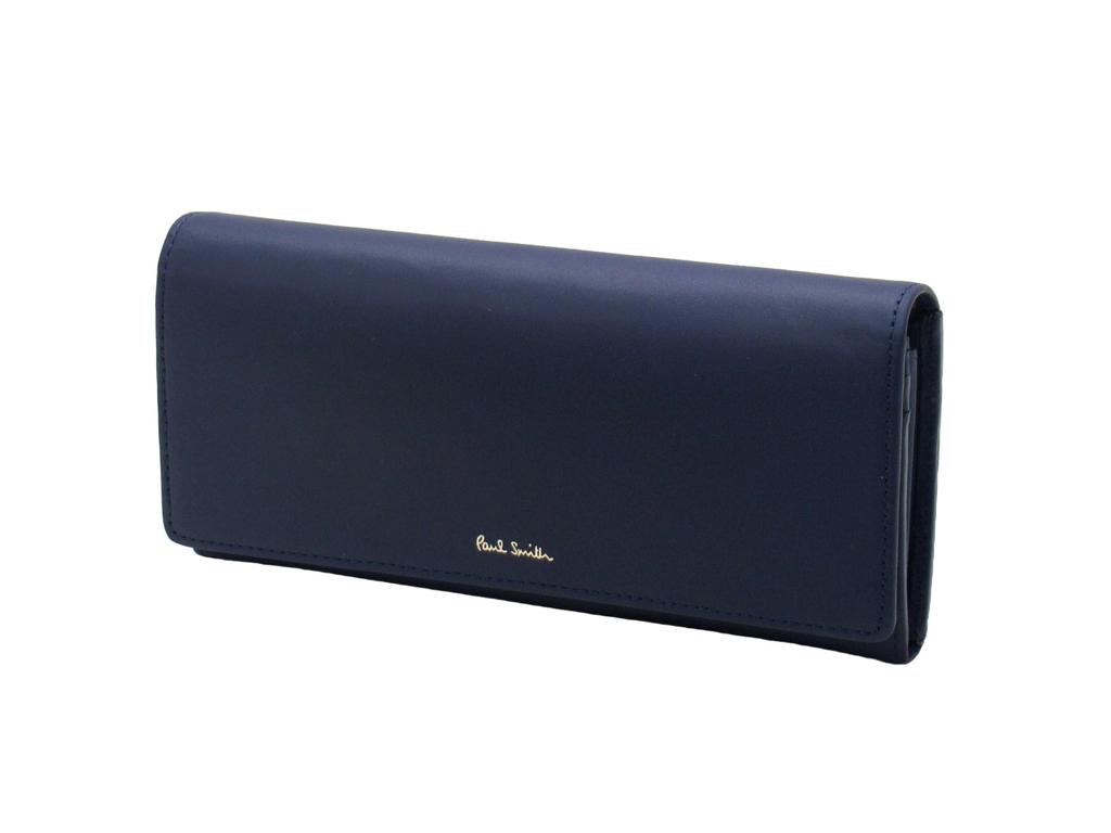 Carteira Longa Paul Smith Clássica de Couro de Vaca com Aba, Azul