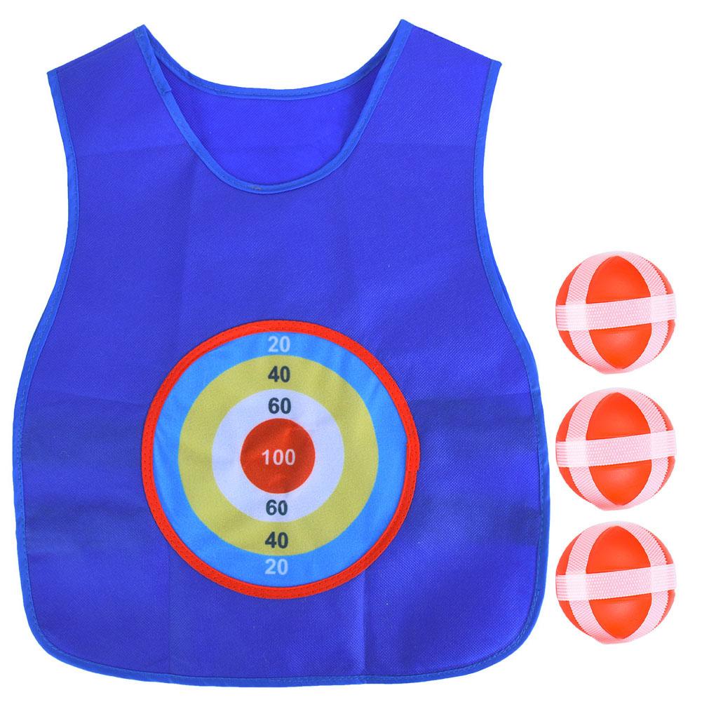 Children s Sticky Ball Jersey Outdoor Toss Sticking Target Game Vest Kids Fun Sports Toyblue