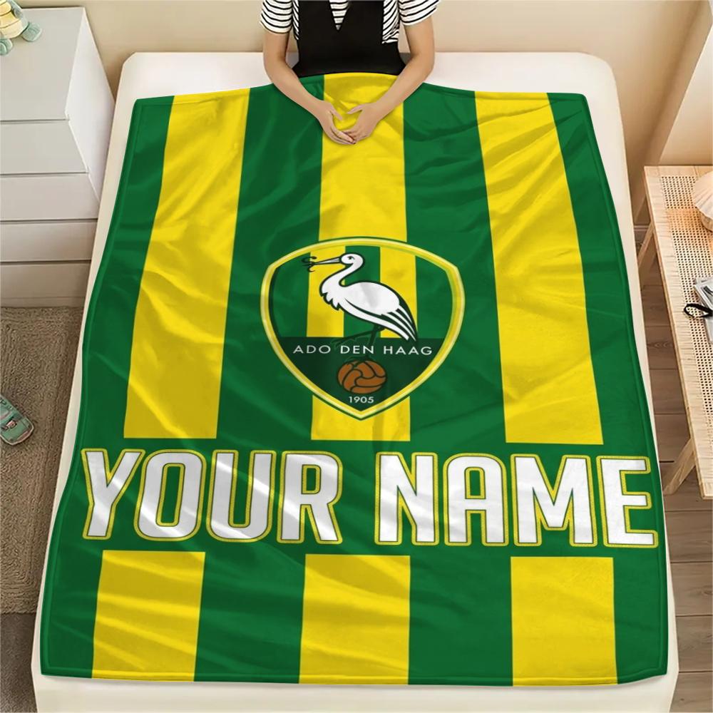 1PC Custom Name ADO Den Haag Patterned Flannel Blanket Suitable For All Seasons for Home Decor Warmth and Comfort Gifts Holiday Present