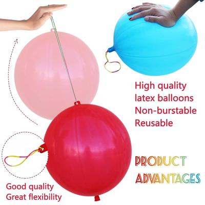 Thickened Punch Balloons with Rubber Band Handle Bouncy Balloons for Kids Birthday Wedding Party Favors Goodie Bag Fillers