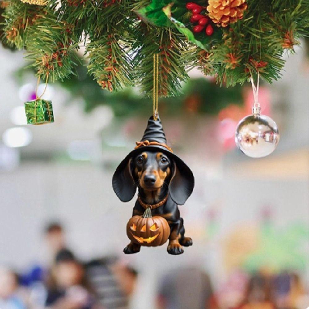 2D Christmas Tree Pendant Cute Dog Car Hanging Interior Christmas Ornaments  Home