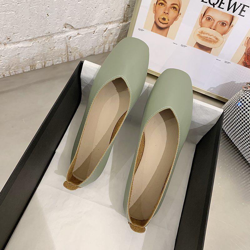 Shallow Flat Shoes Women's All-match Soft Leather Soft Sole Super Soft Beanie Shoes Lazy Shoes Slip-in Type One-step Wearable