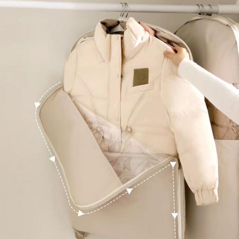 Garment Bag For Closet Storage Clothing Dust Bags With Self-Compression Zipper Space-Saving Hangable Garment Covers For Bedroom