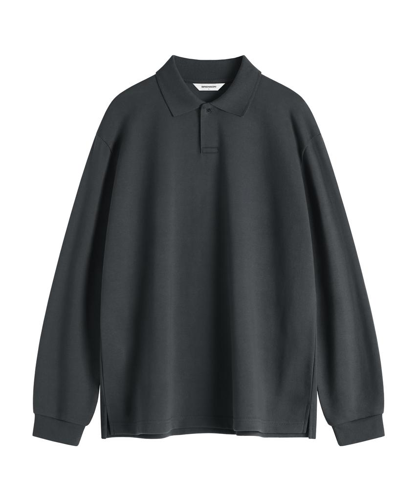 BRENSON Relaxed Double Cotton Collared Long Sleeve Tee ( 8 Colors )