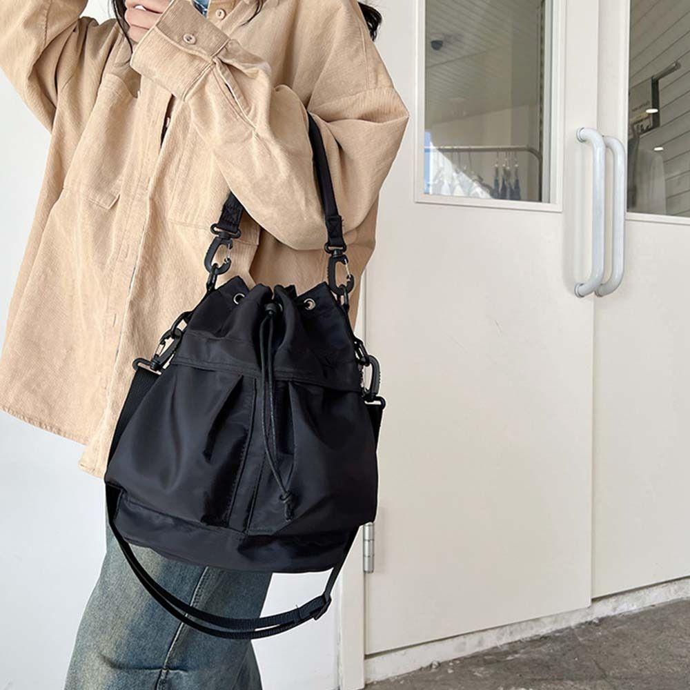 Large Capacity Drawstring Fitness Bag Korean Style Bucket Bag Office Worker