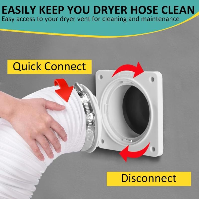 Comprehensive Dryer Vent Kit Includes Wall Flange Adapter and 1.5m Aluminum Foil Hose for Complete Installation Setups