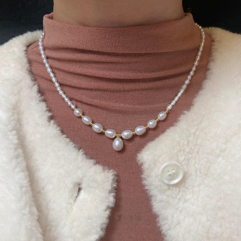 High Quality Trendy Water Drop Natural Freshwater Pearl 14K Gold Filled Female Pendant Necklace Short Chain No Fade Cheap Gifts