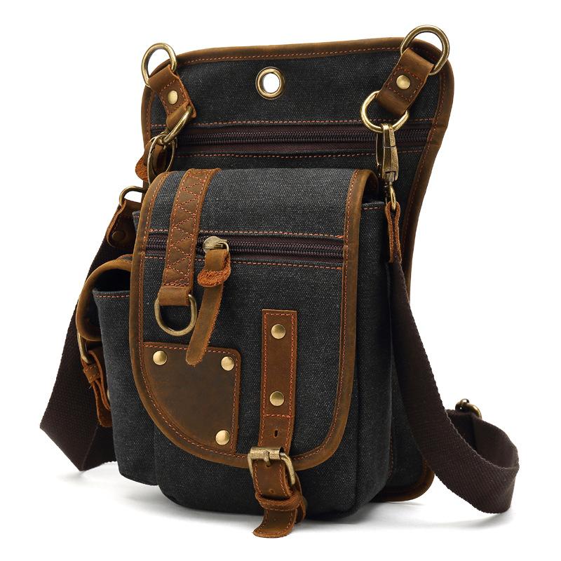 New Men s Casual Bag Canvas Fashionable Commuting Backpack Large Capacity Waist Bag Single Shoulder Small Shoulder Bag Workwear Shoulder Bag чёрный
