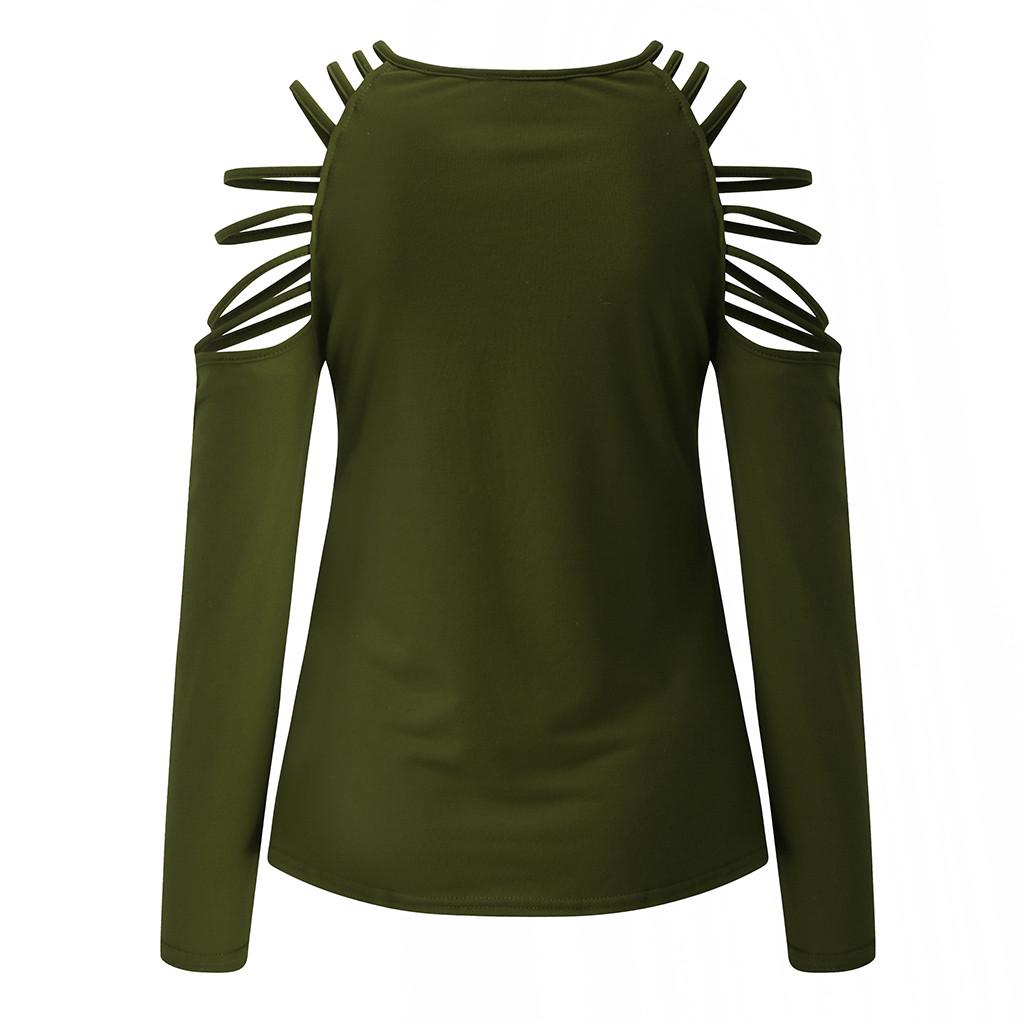 Women Fashion Neck Hollow-Out Studded Long Sleeve T Shirts Casual Tops