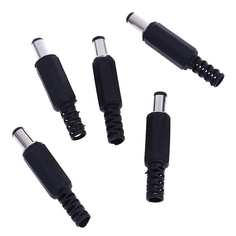 5Pcs 5.5X2.1Mm Male Dc In-Line Plug Socket Jack Connector Adapter