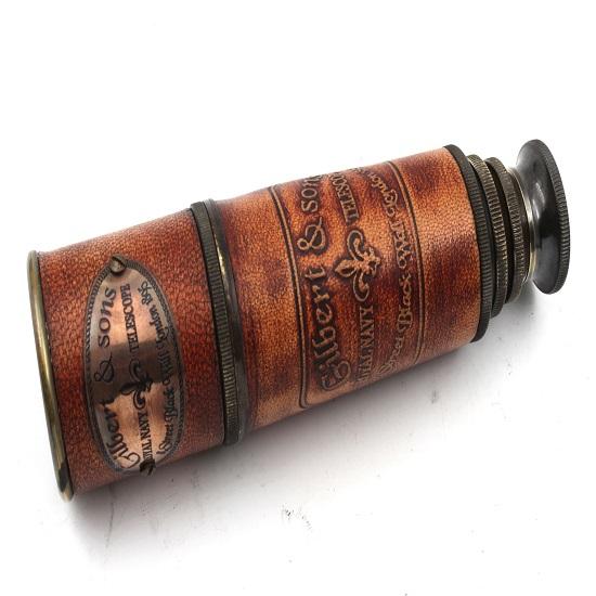 Telescop realizat manual cu cutie Telescop antic marin Luneta marin 38,1 cm