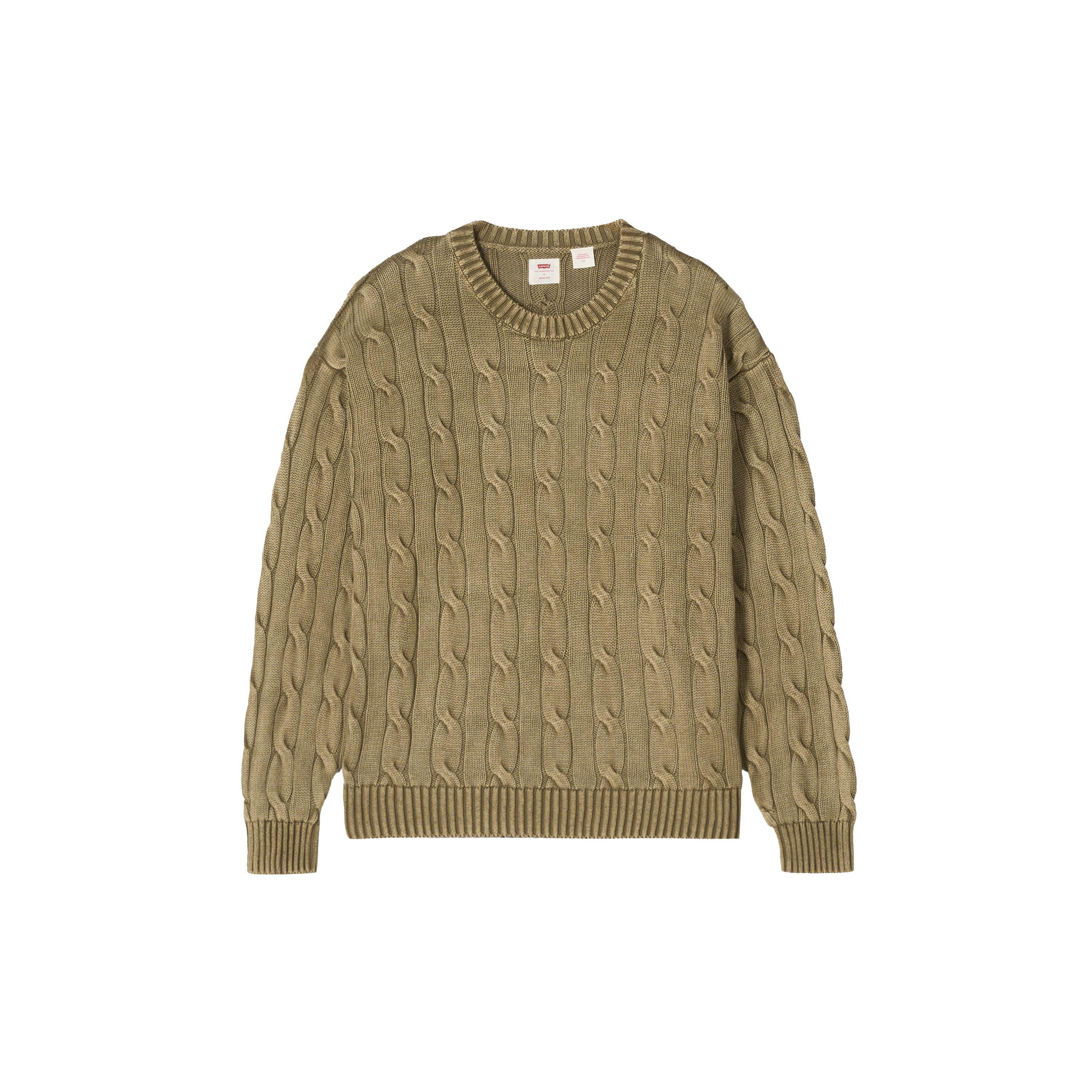 

Levis Khaki Textured Comfortable Skin-Friendly Simple Solid Color Versatile Lazy Style Knit Sweater Unisex tops 0058W-0003 XL