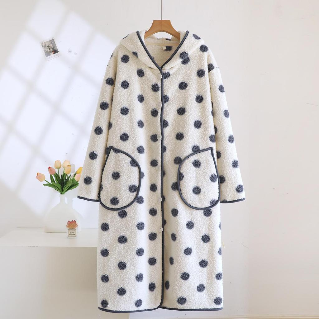 Hooded Flannel Nightgown: Thick, Warm & Casual Pajamas for Spring, Autumn & Winter
