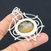 925 Silver Round Plume Agate Gemstone Daughter Unique Trendy New Pendant Jewelry