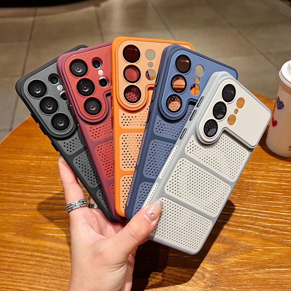 For Magsafe Magnetic Summer Heat Dissipation Breathable Case for Samsung S26 S25 S24 Ultra S26 PC Lens Protection Bumper Cover