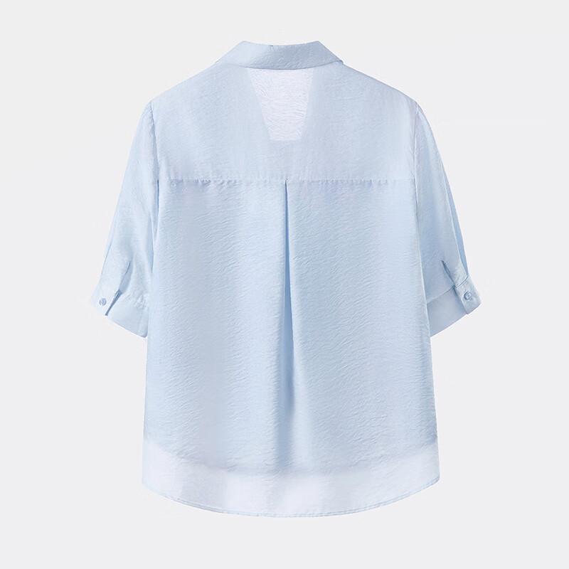Women's Faux Two-Piece Spliced Lapel Short-Sleeve Shirt