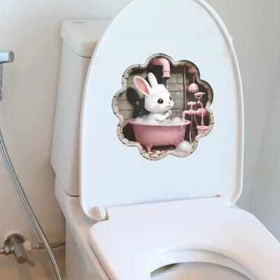 Cute Rabbit Wall Stickers Removable Self Adhesive Waterproof Wall Decals for Bathroom Home Nursery Wall Decor