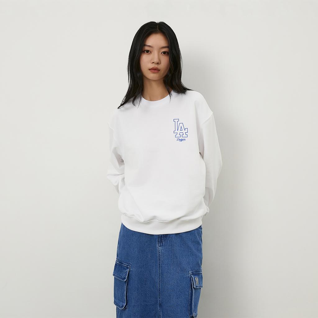 New MLB Los Angeles Dodgers Basic Collection 24FW American Sweatshirt Unisex Ecru 3AMTB9744-07WHS