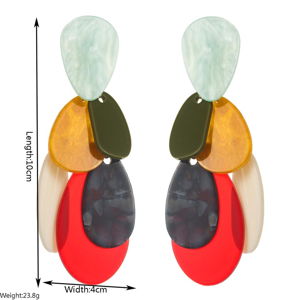New Multi-layer Irregular Resin Long Exaggerated Earrings Light Luxury High-end Red Crab Silver S925 Needle Earrings